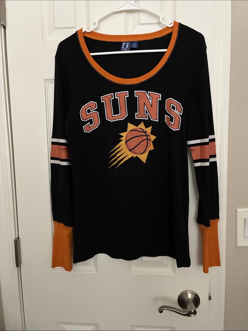 Phoenix Suns Large Black & Orange Thermal Long Sleeve Women's Top